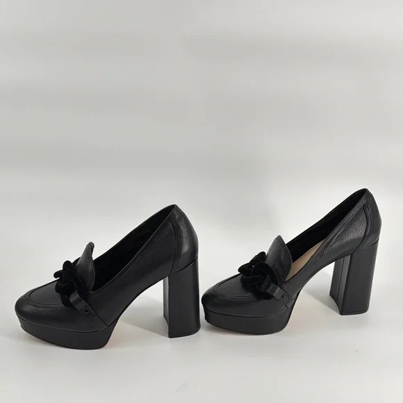 Vince Camuto Gathie size 8 Black Leather heeled loafers - Picture 7 of 12